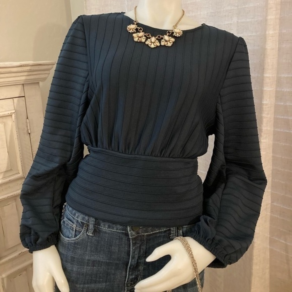 H&M Navy Blue Long Sleeve Blouse Small